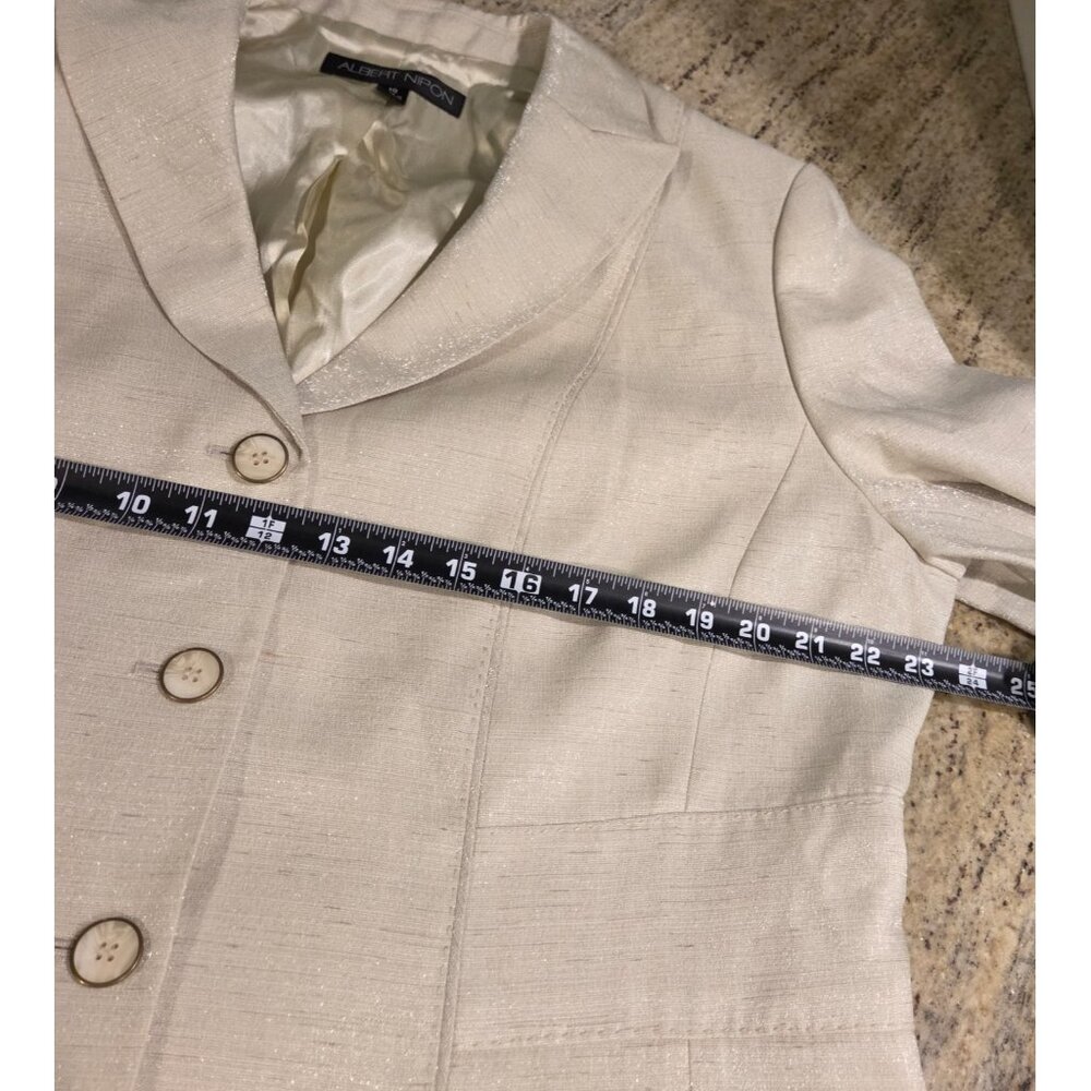 New! Albert Nipon Two Piece Light Green Skirt Set Suit Size 18W Sparkle 3 Button - Picture 6 of 16